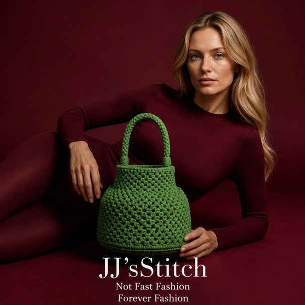 Handmade Crochet Bucket Bag – Green| JJ’s Stitch