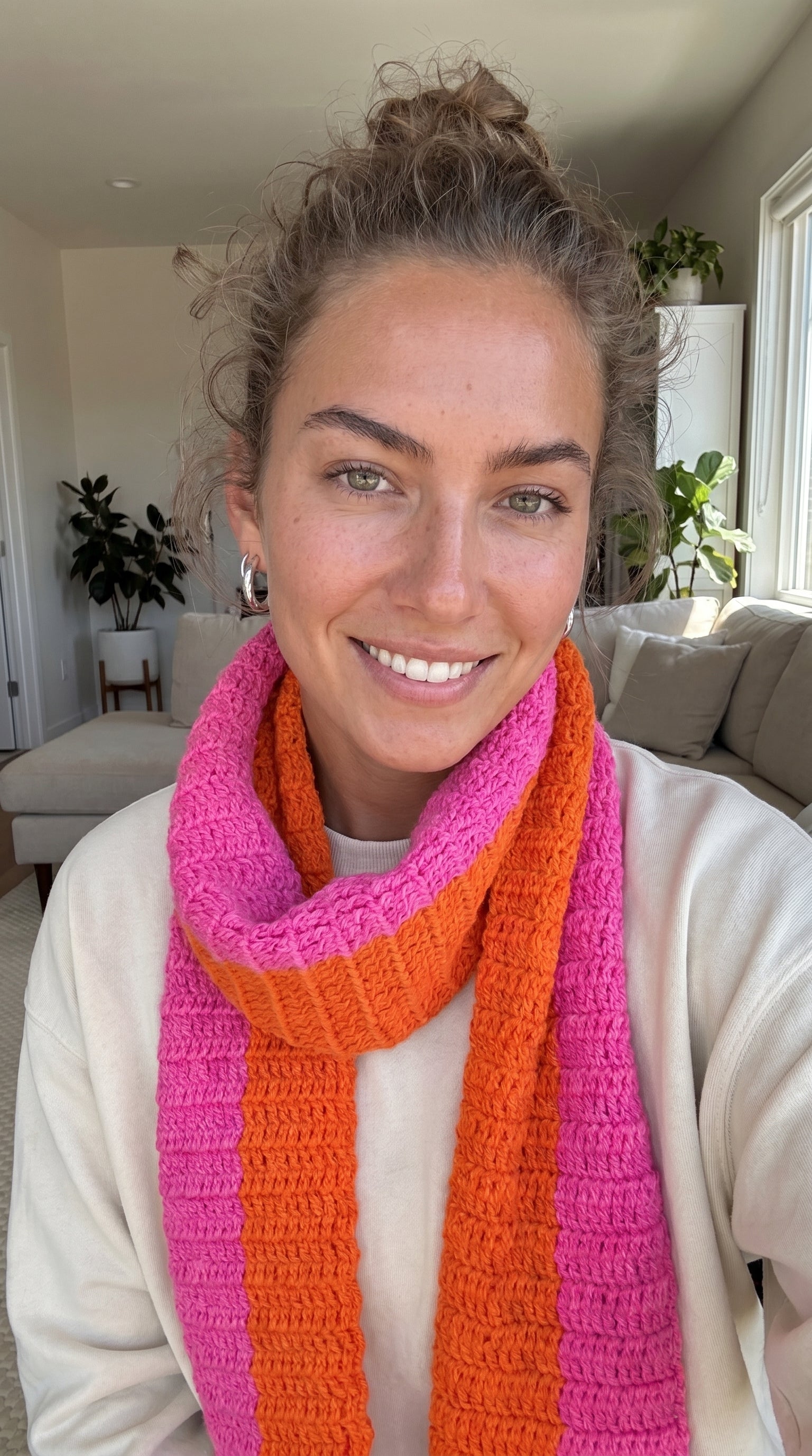 Artisan Scarf in Candy Pink & Tangerine Orange—JJ’s Stitch