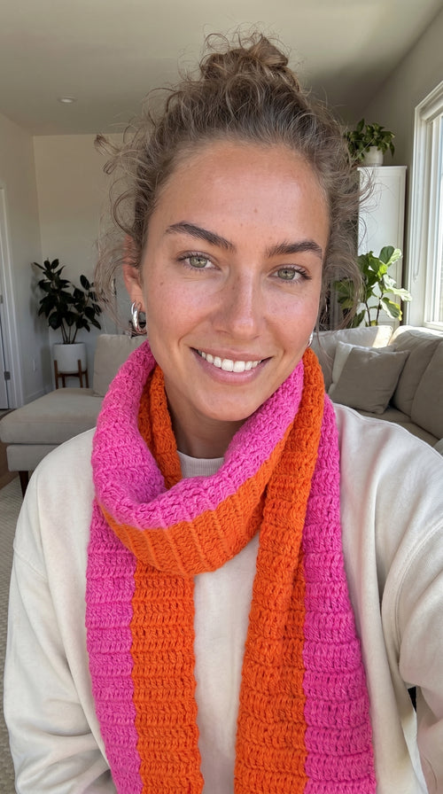 Artisan Scarf in Candy Pink & Tangerine Orange—JJ’s Stitch