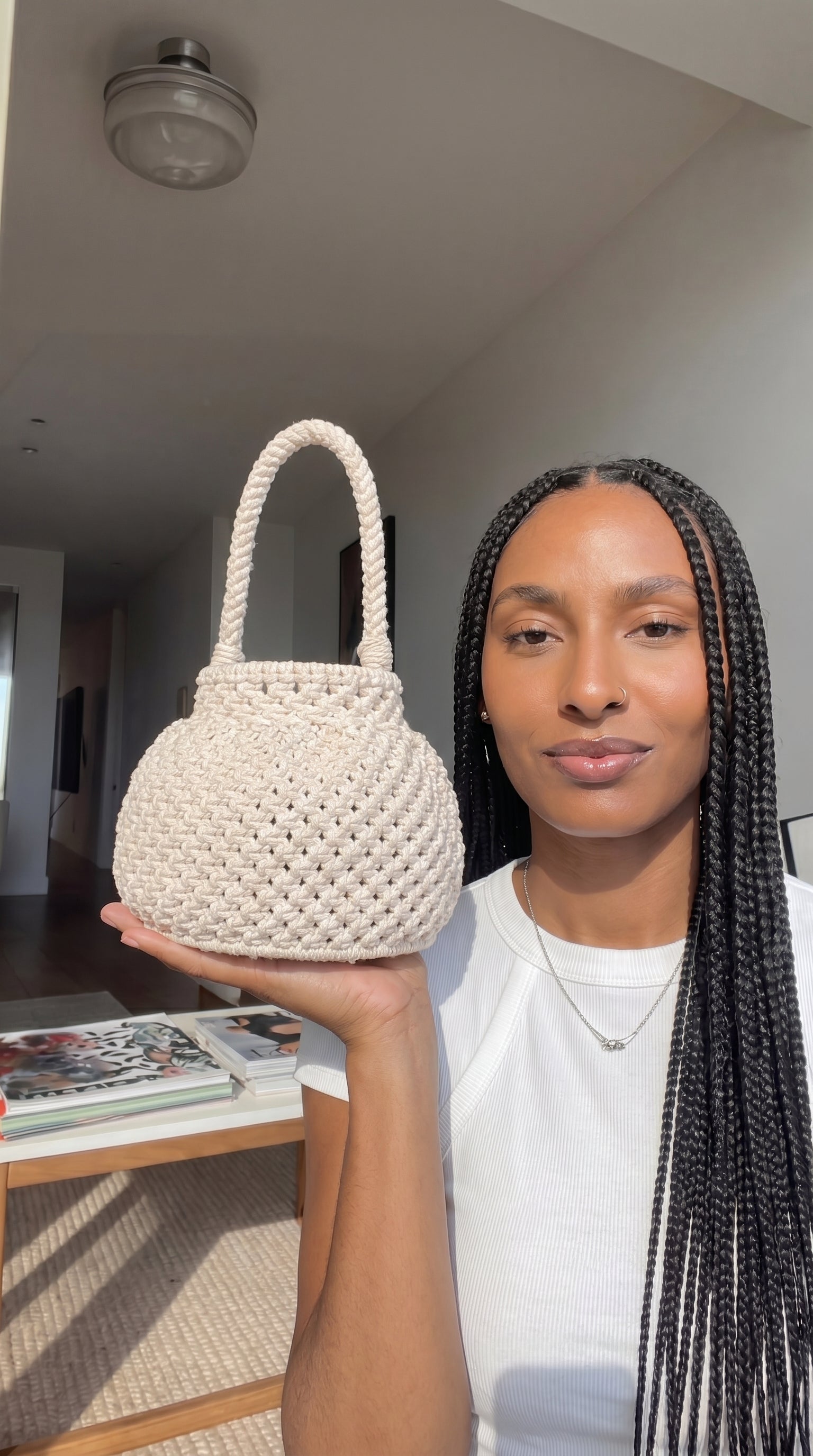 Handmade Crochet Bucket Bag – Off White| JJ’s Stitch