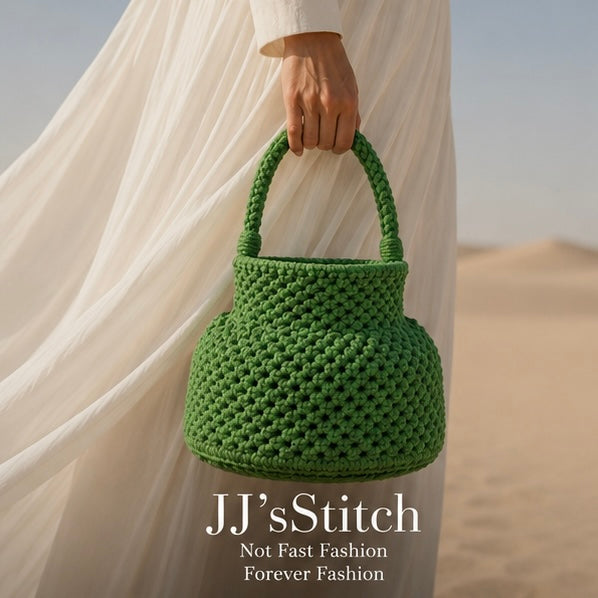Handmade Crochet Bucket Bag – Green| JJ’s Stitch