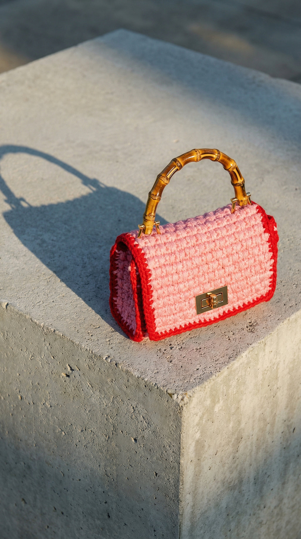 AIRMAIL Mini Crochet Handbag In Pink & Red