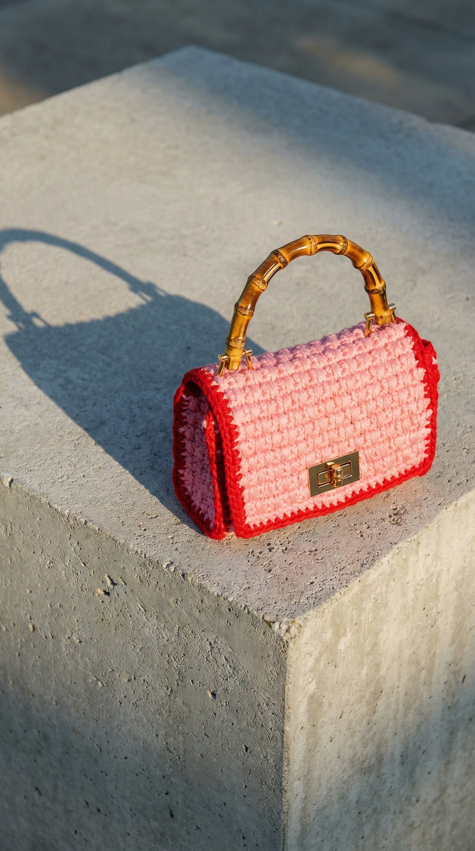AIRMAIL Mini Crochet Handbag In Pink & Red