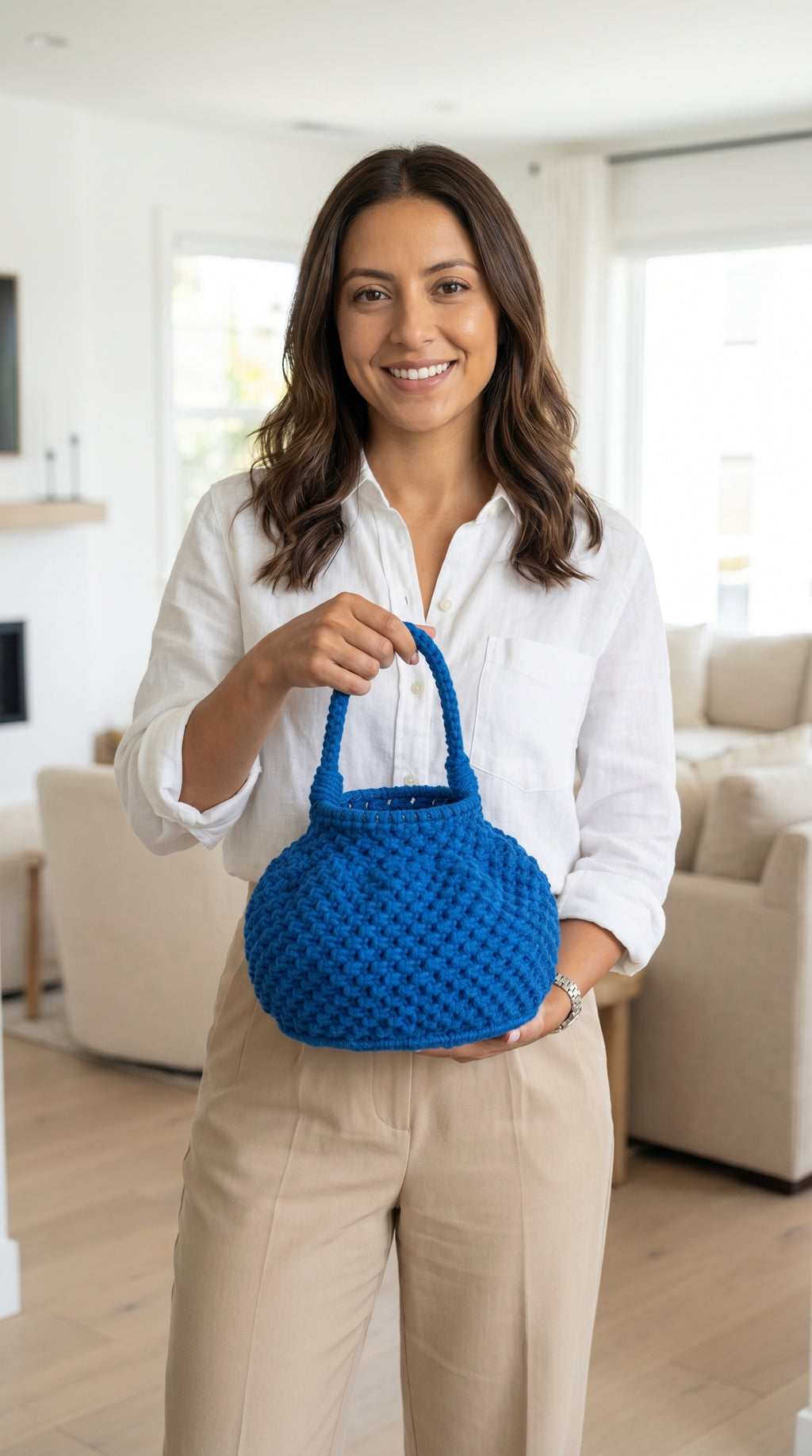 Handmade Crochet Bucket Bag – Azure Blue | JJ’s Stitch