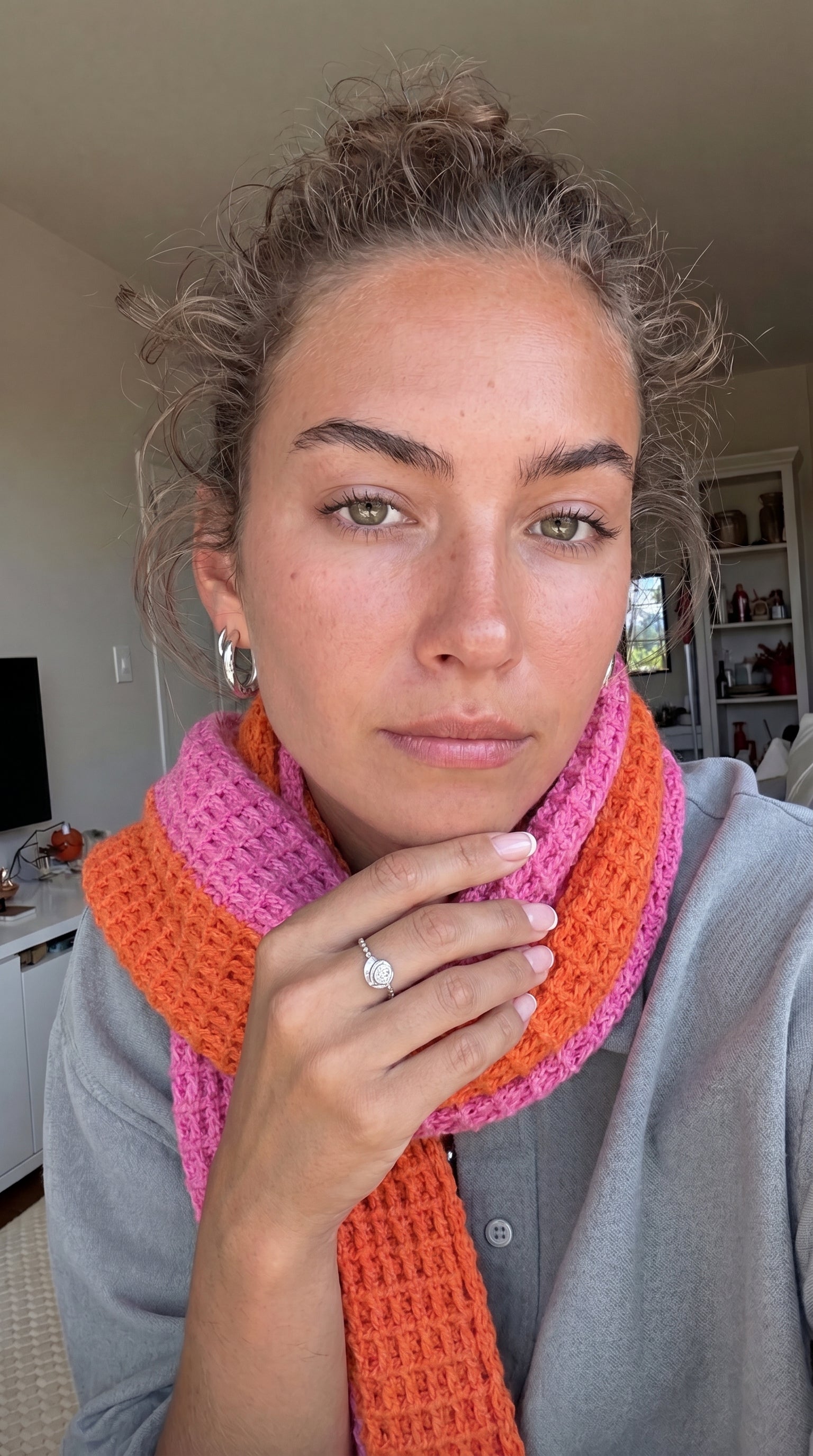 Artisan Scarf in Candy Pink & Tangerine Orange—JJ’s Stitch