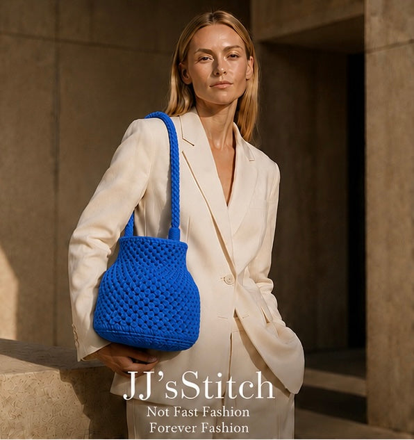 Handmade Crochet Bucket Bag – Azure Blue | JJ’s Stitch