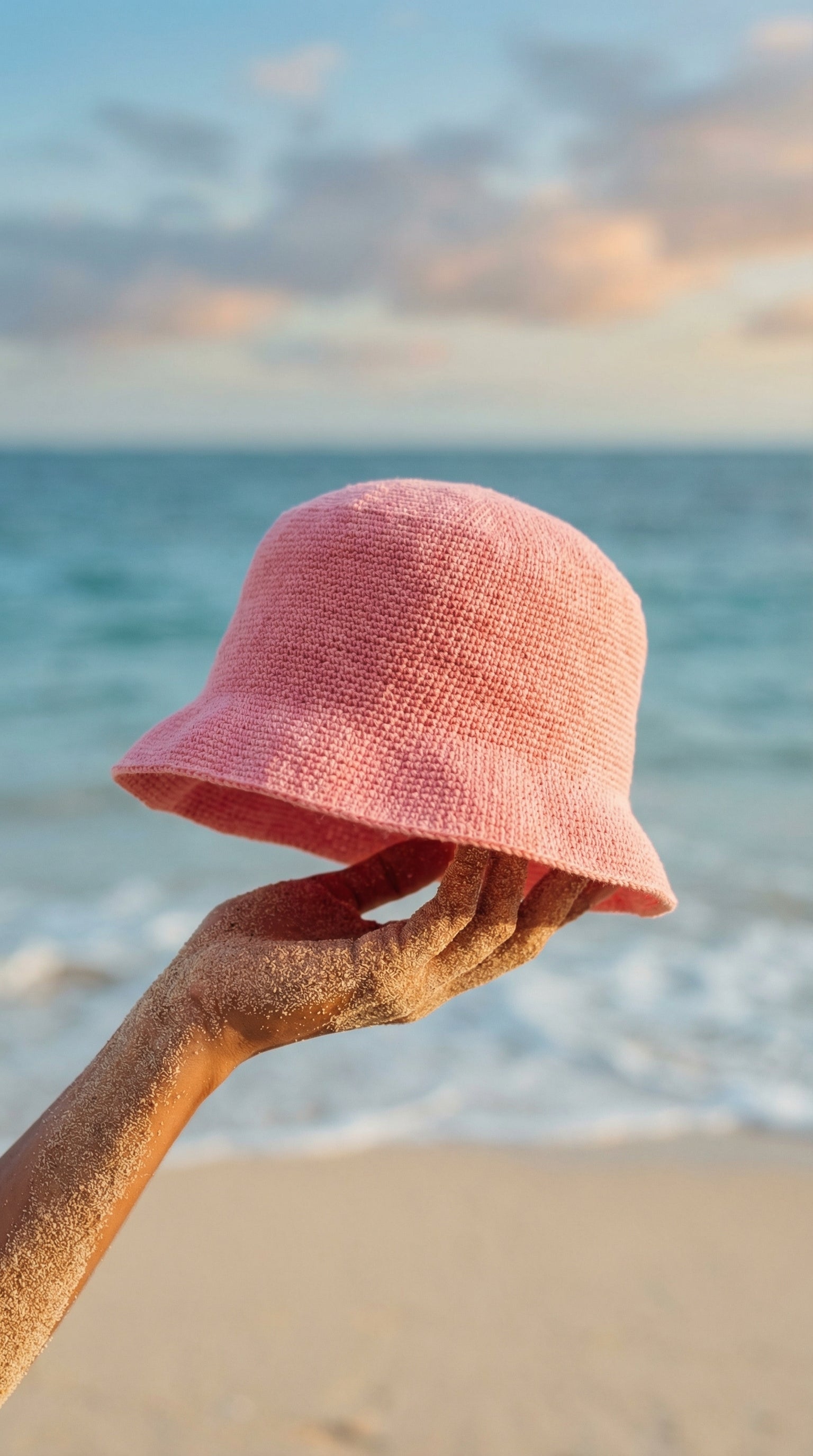 FLORETTE Crochet Bucket Hat In Pink