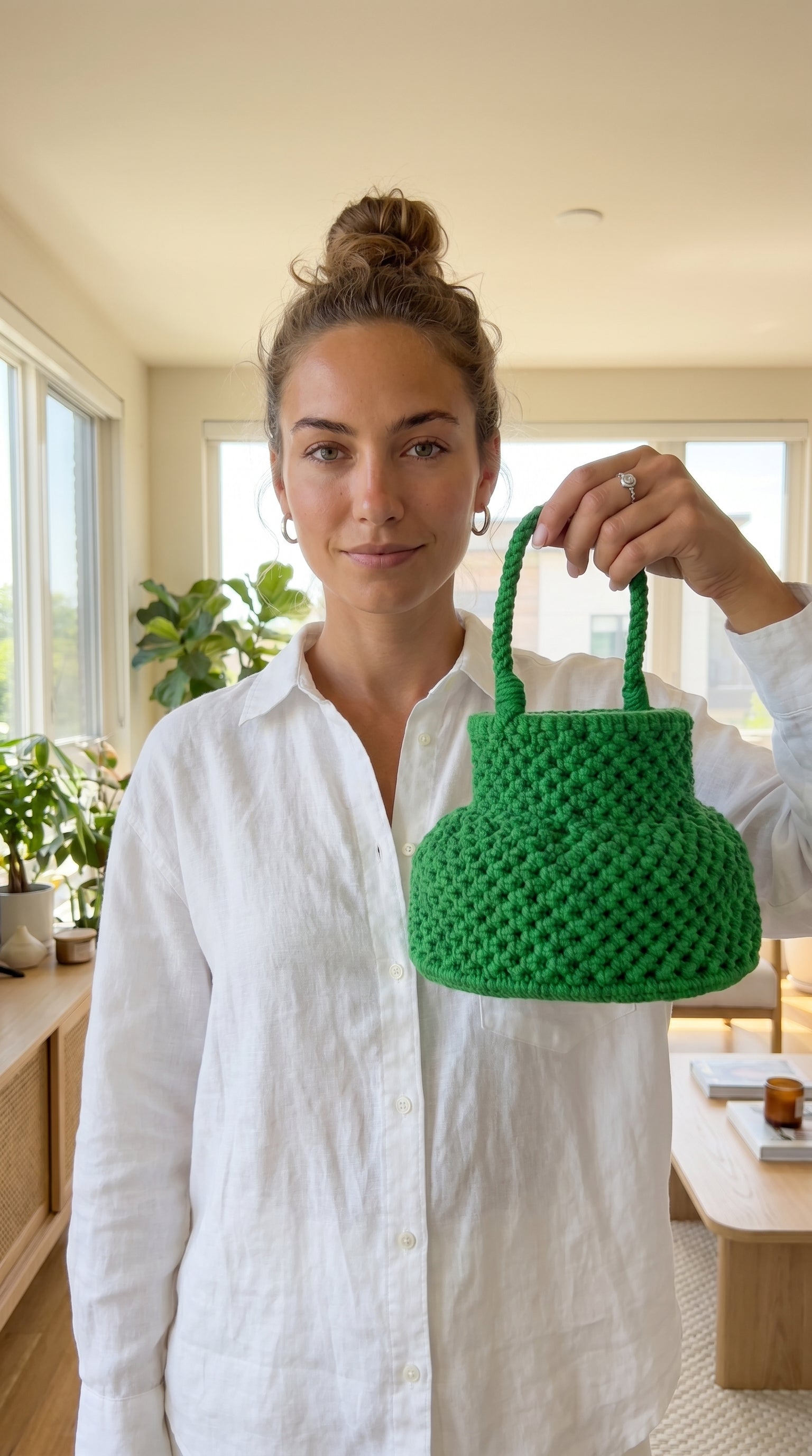 Handmade Crochet Bucket Bag – Green| JJ’s Stitch