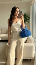 NAGA Macrame Bucket Bag In Azure Blue