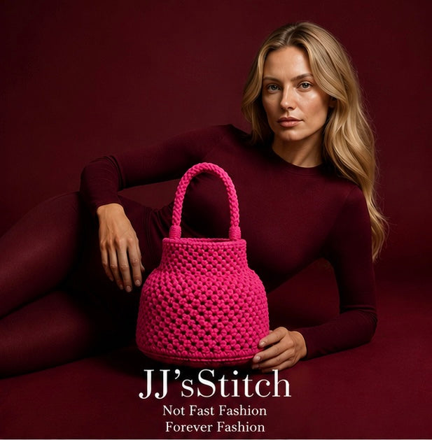 Handmade Crochet Bucket Bag – Shocking Pink| JJ’s Stitch