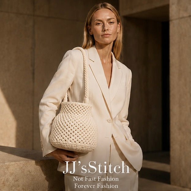 Handmade Crochet Bucket Bag – Off White| JJ’s Stitch