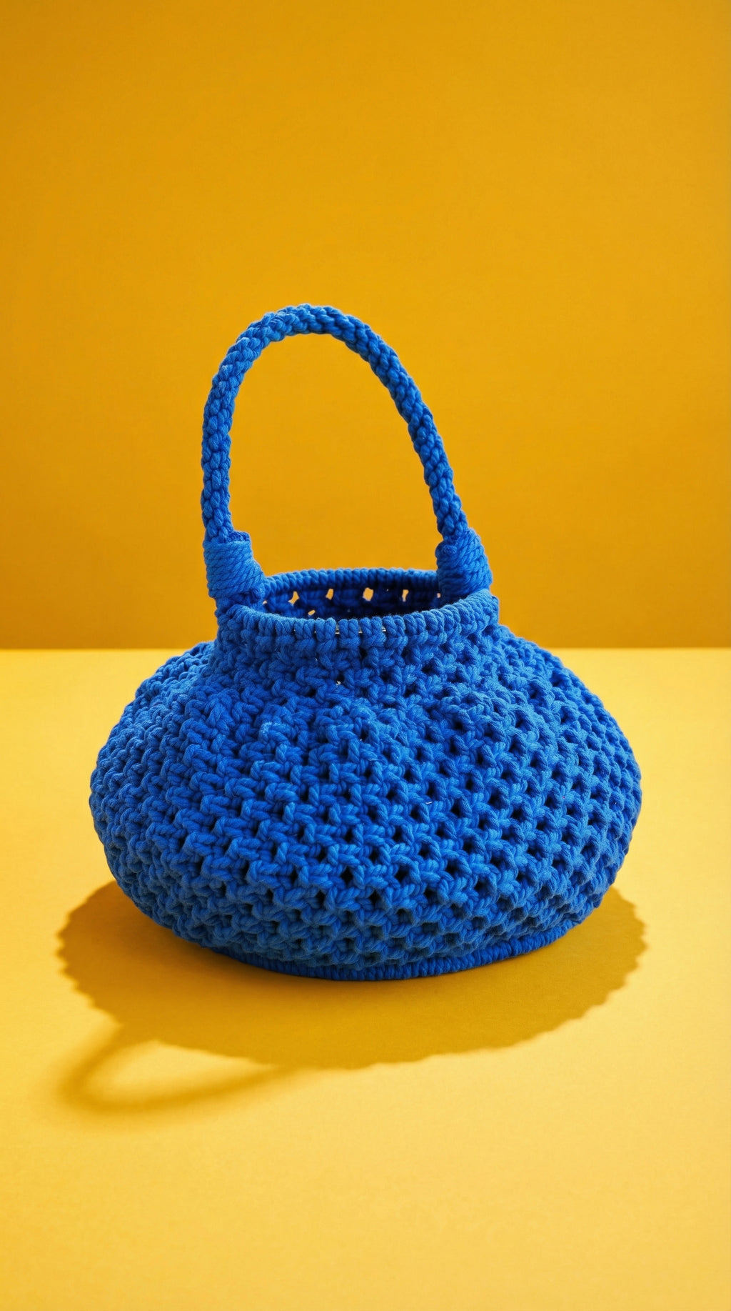 NAGA Macrame Bucket Bag In Azure Blue