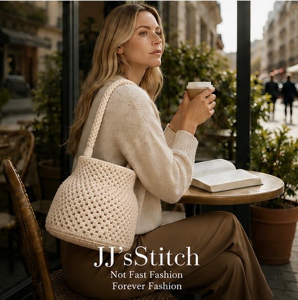 Handmade Crochet Bucket Bag – Off White| JJ’s Stitch