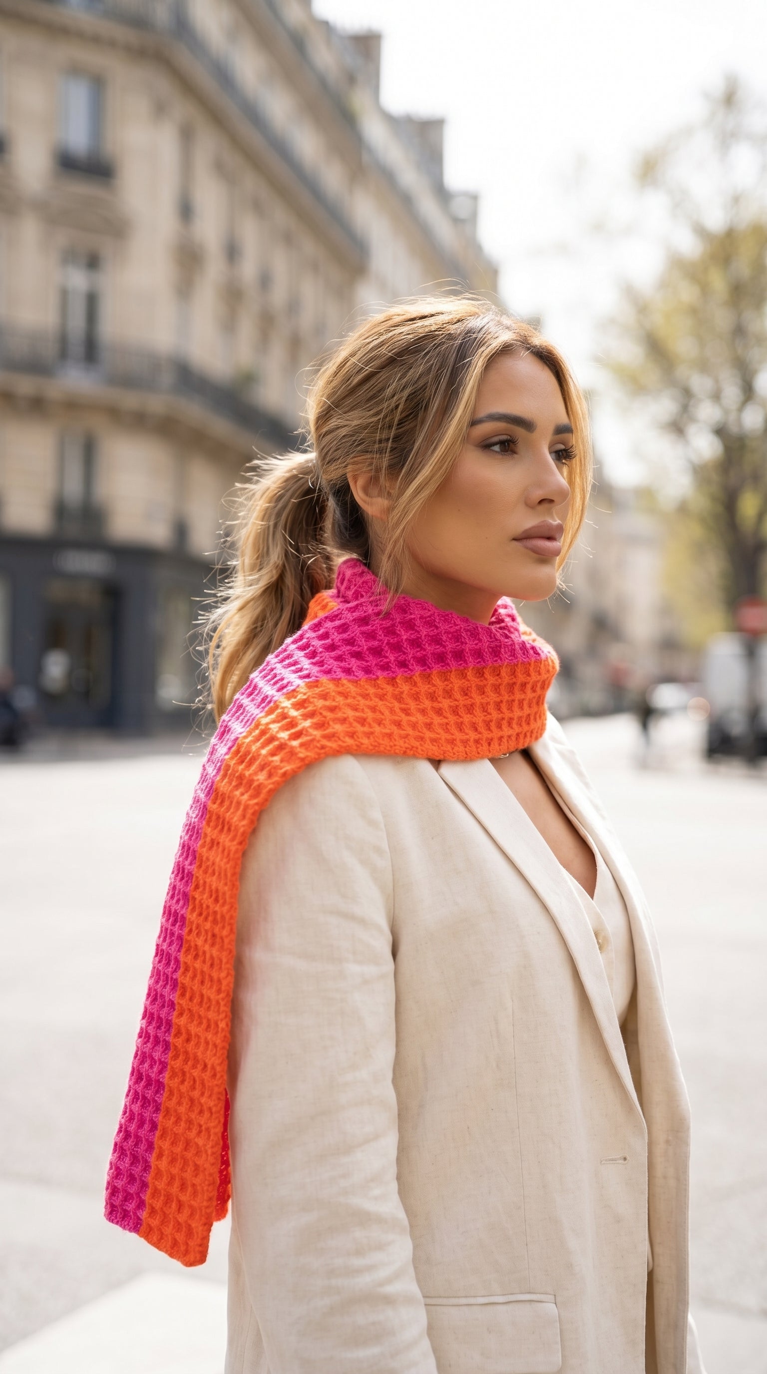 Artisan Scarf in Candy Pink & Tangerine Orange—JJ’s Stitch