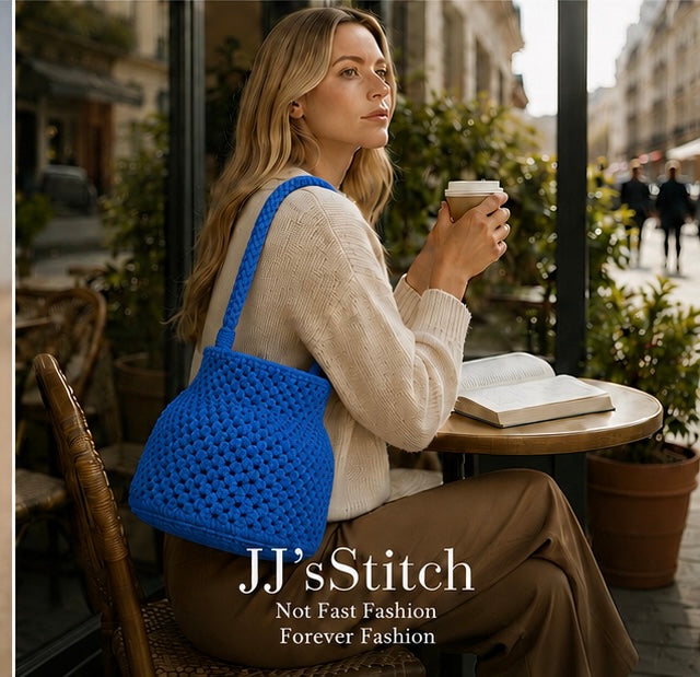 Handmade Crochet Bucket Bag – Azure Blue | JJ’s Stitch