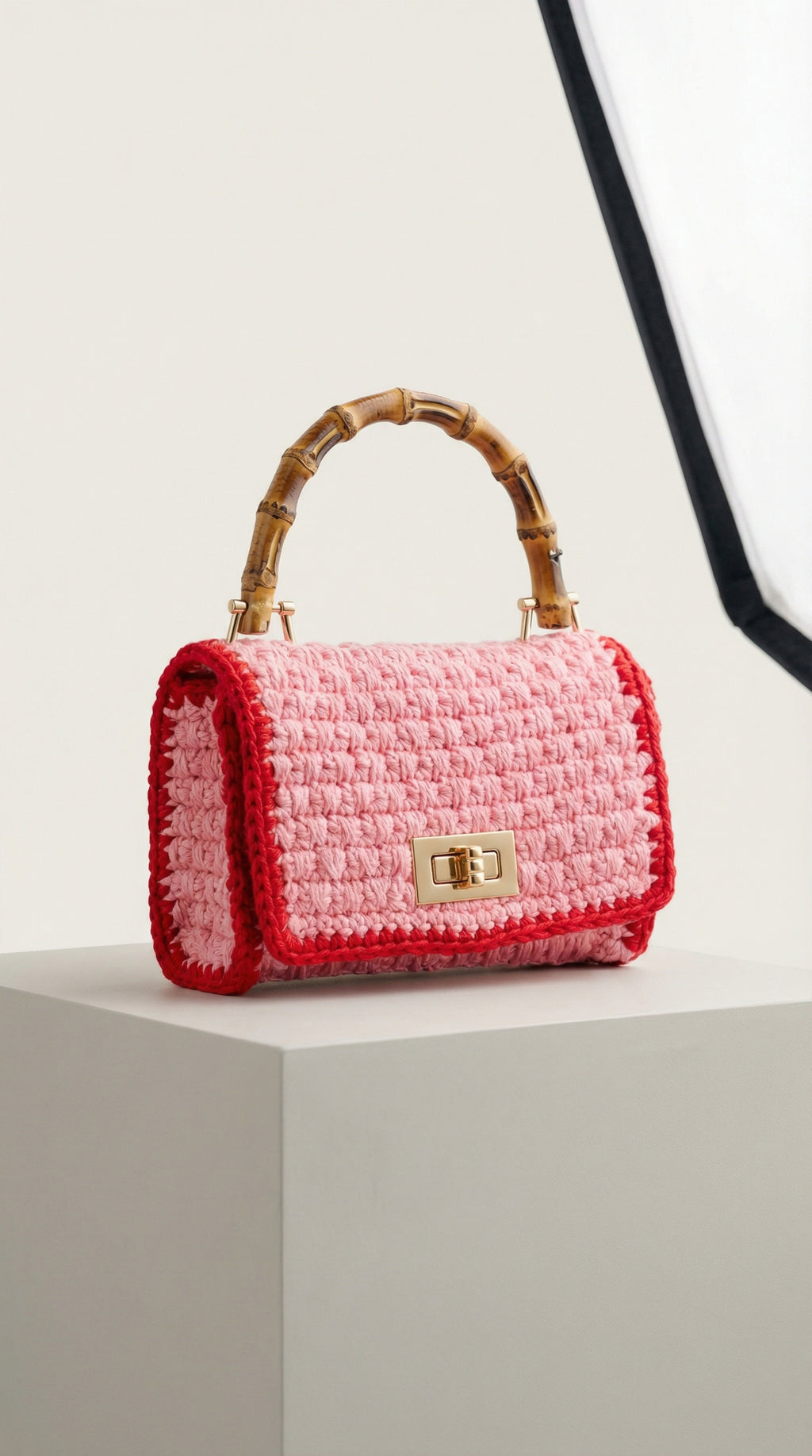 AIRMAIL Mini Crochet Handbag In Pink & Red