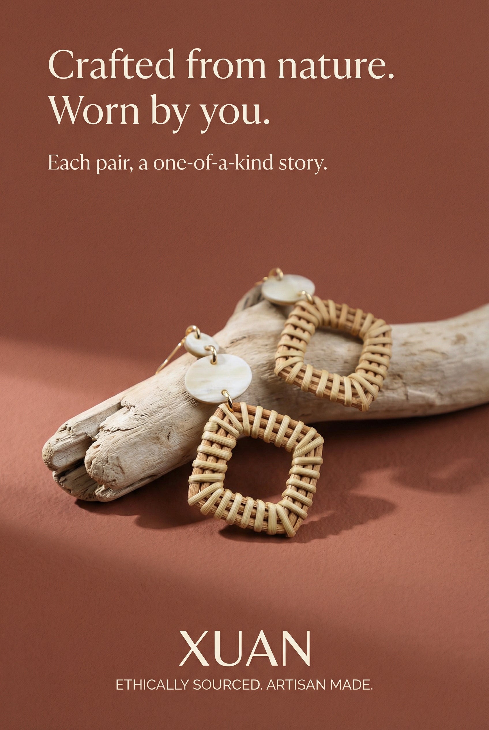 Xuan 16K Gold-Plated Brass Buffalo Horn & Rattan/Wicker Geo Statement Earrings