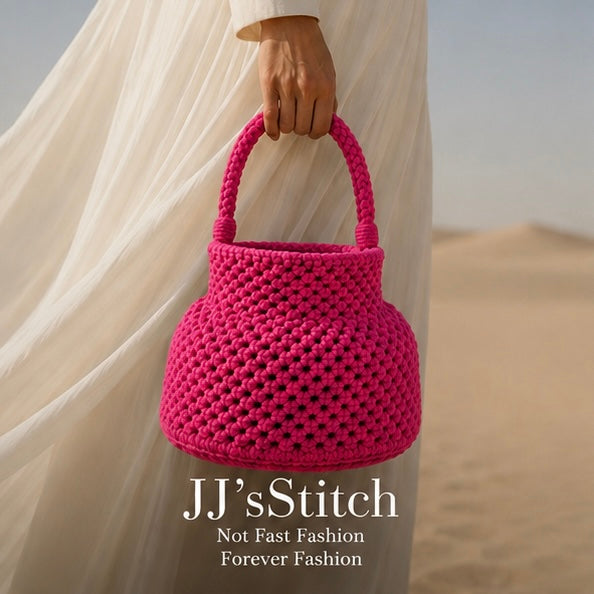 Handmade Crochet Bucket Bag – Shocking Pink| JJ’s Stitch