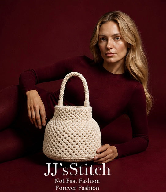 Handmade Crochet Bucket Bag – Off White| JJ’s Stitch