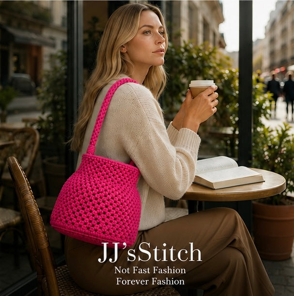 Handmade Crochet Bucket Bag – Shocking Pink| JJ’s Stitch