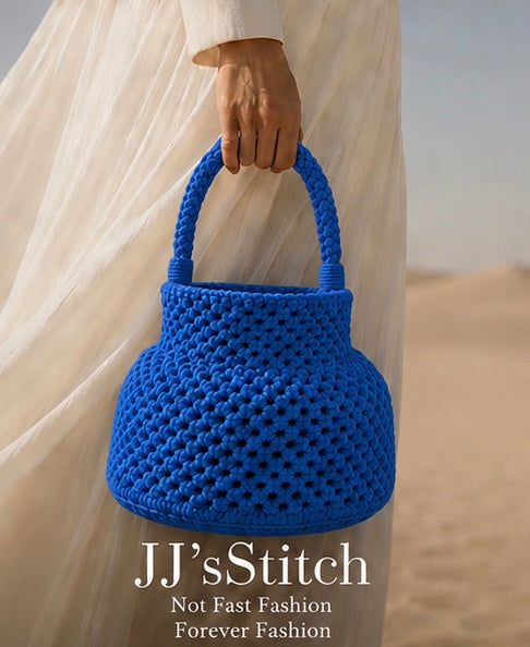 Handmade Crochet Bucket Bag – Azure Blue | JJ’s Stitch