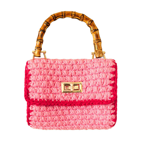 AIRMAIL Mini Crochet Handbag In Pink & Red