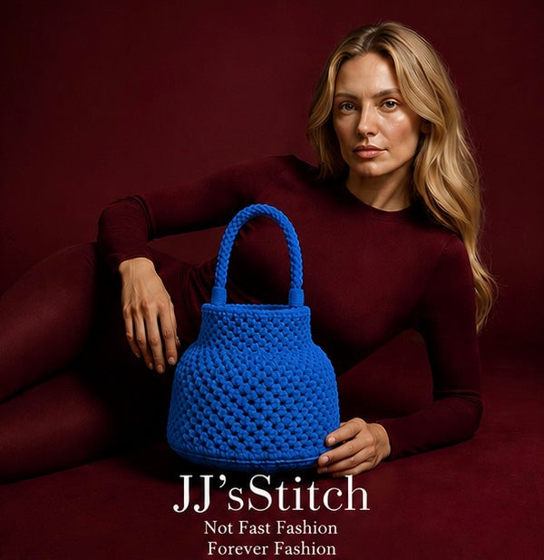 Handmade Crochet Bucket Bag – Azure Blue | JJ’s Stitch