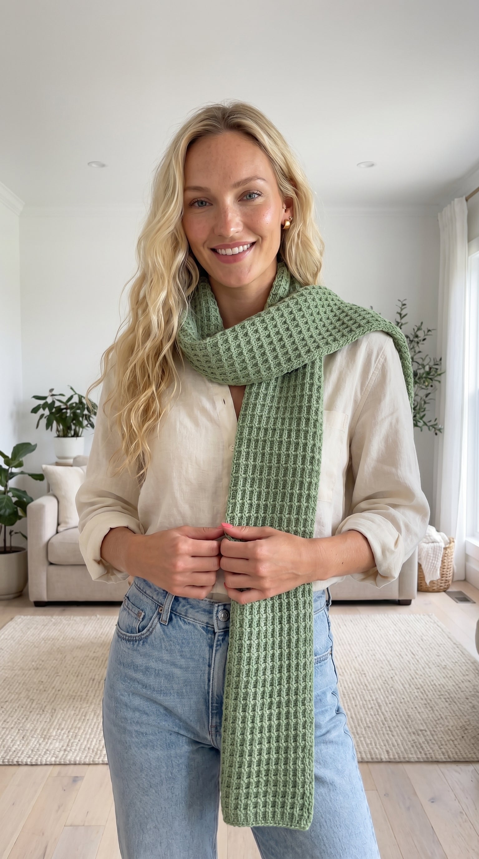 Artisan Scarf in Sage Green—JJ’s Stitch