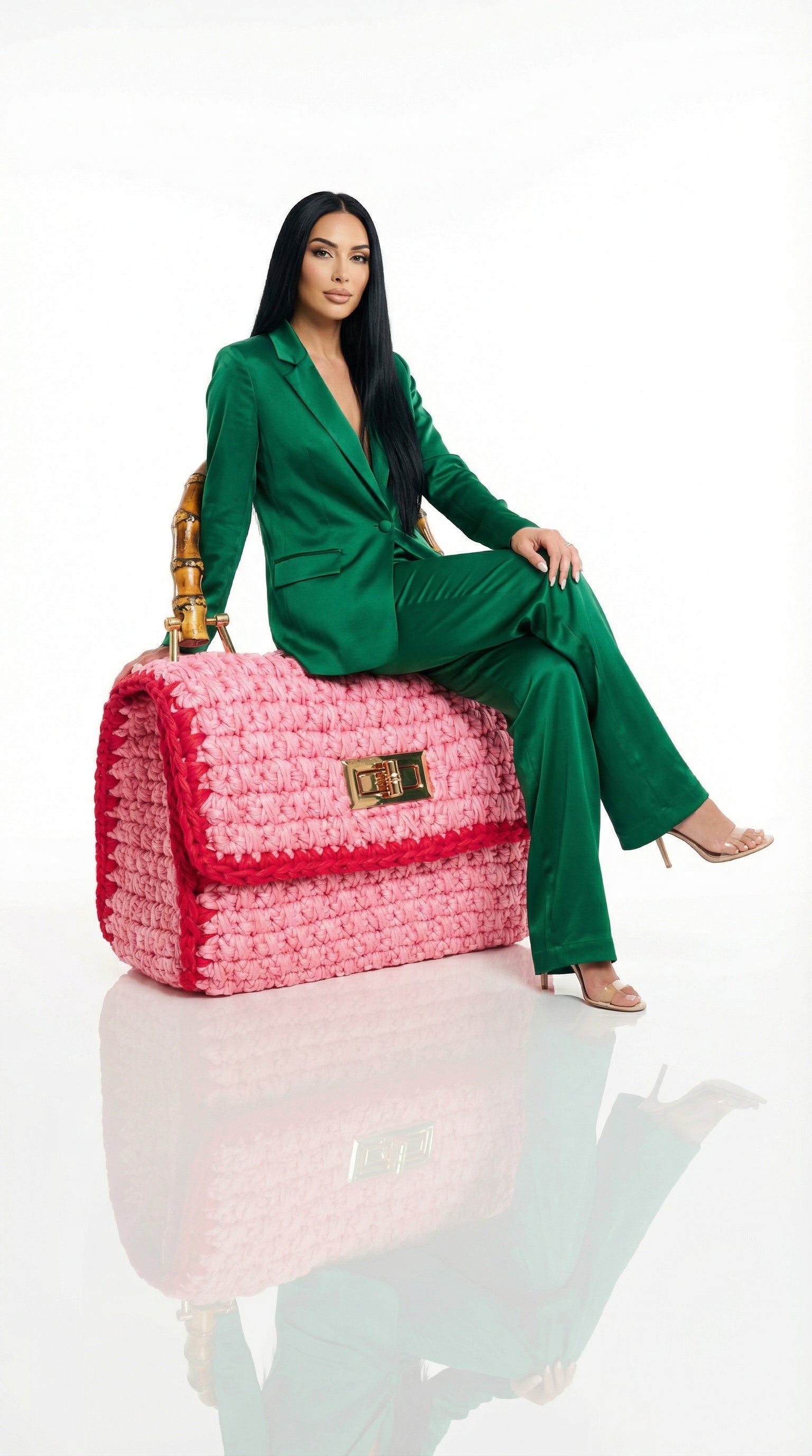 AIRMAIL Mini Crochet Handbag In Pink & Red