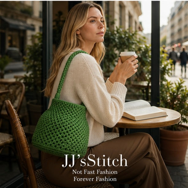 Handmade Crochet Bucket Bag – Green| JJ’s Stitch