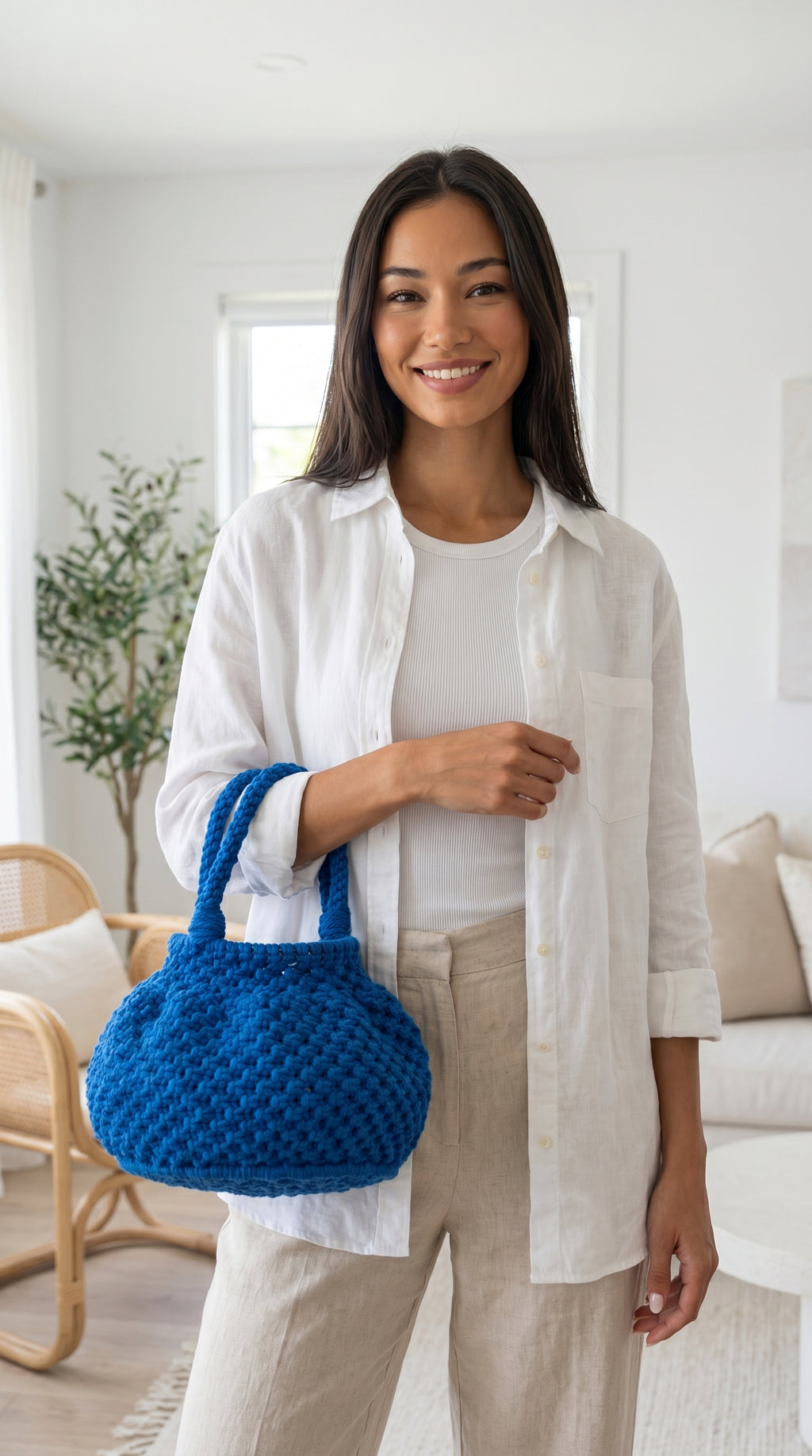 Handmade Crochet Bucket Bag – Azure Blue | JJ’s Stitch