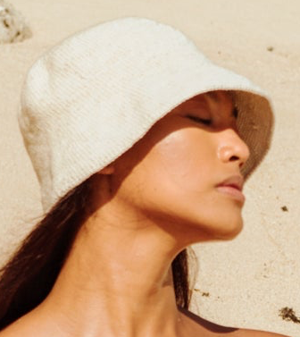 FLORETTE Crochet Bucket Hat In Nude White