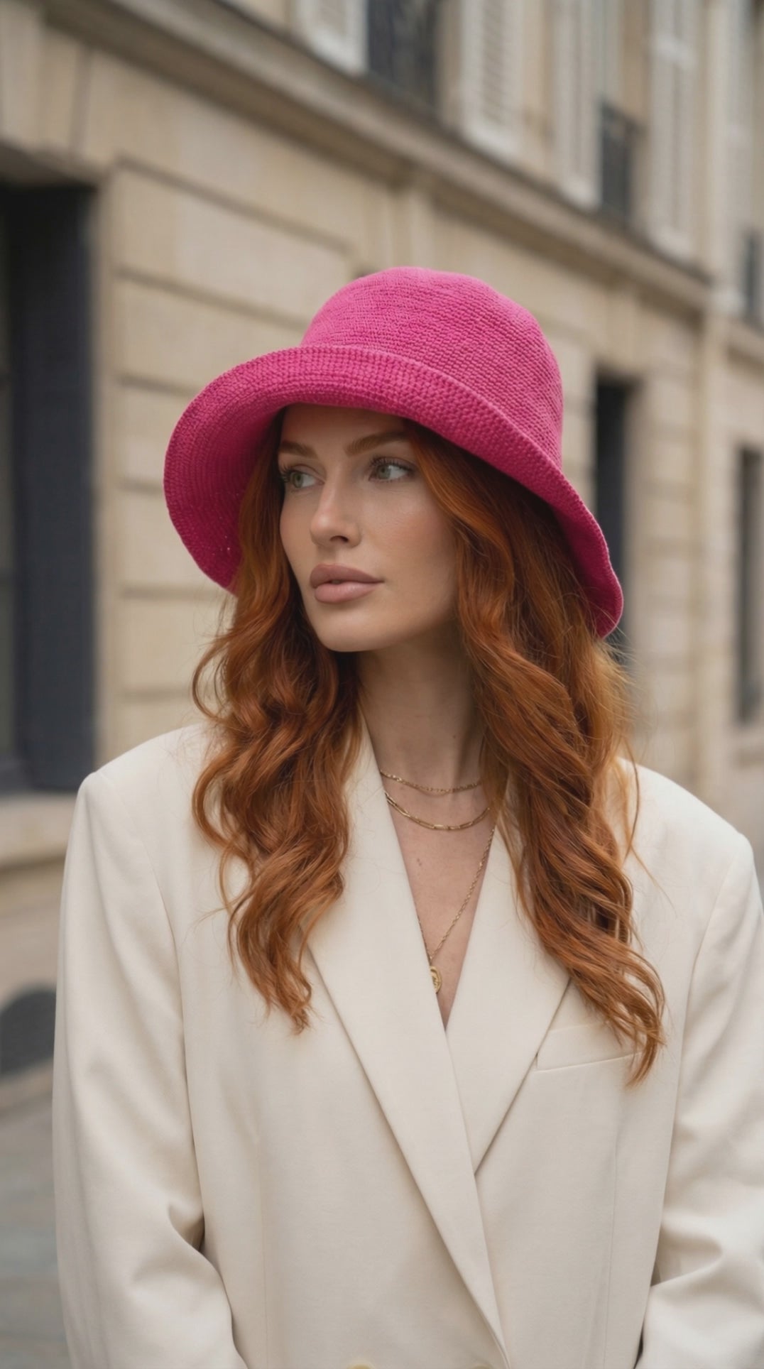 BLOOM LINE Crochet Hat In Hot Pink