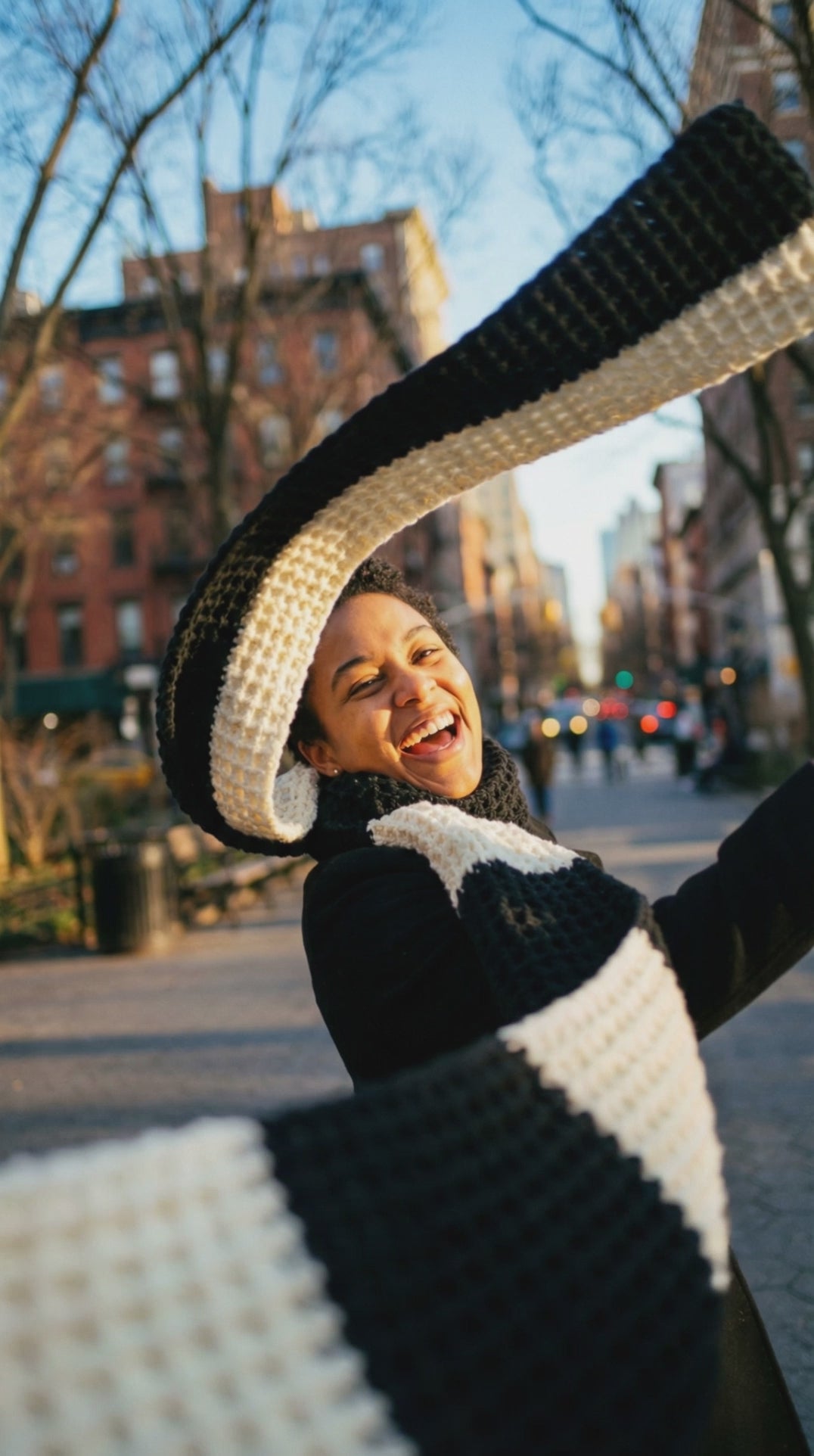 BrunnaCo's Artisan Handmade Crochet Scarf – Black and Off White Boutique Collection